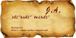 Jáksó Anikó névjegykártya